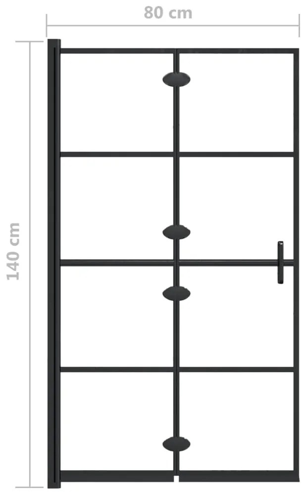 Divisória de chuveiro dobrável ESG 80x140 cm preto