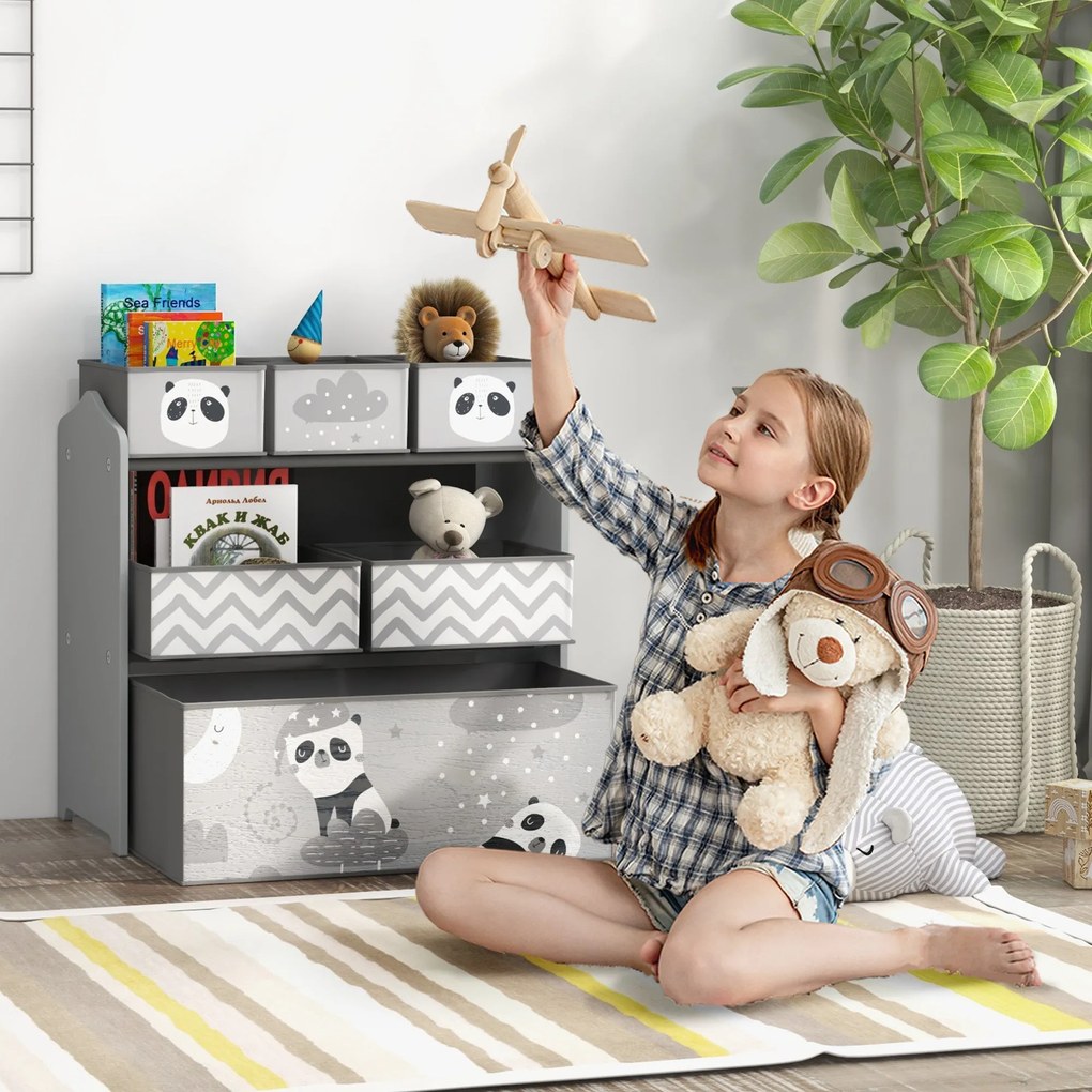 ZONEKIZ Estante para Brinquedos com 6 Caixas de Tecido não Tecido Amov