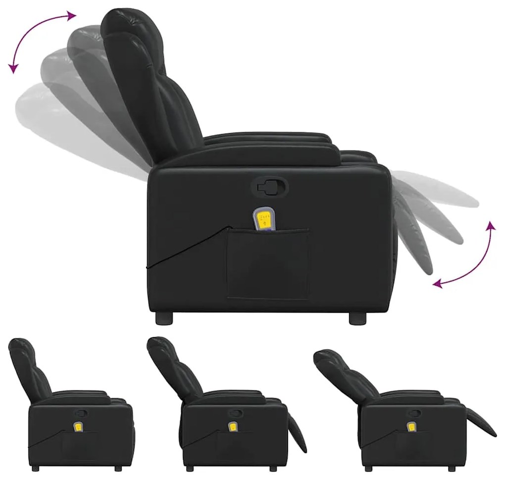Poltrona de massagens reclinável couro artificial preto