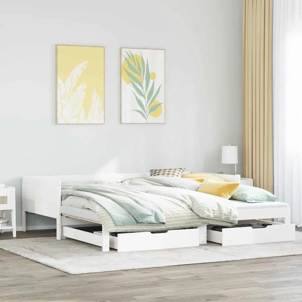 vidaXL Sofá-cama com gavetão e gavetas sem colchão 90x190 cm branco