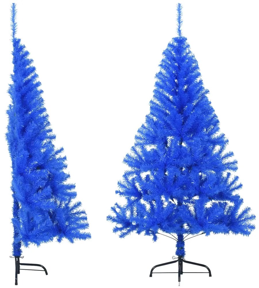 Meia árvore de Natal artificial com suporte 120 cm PVC azul