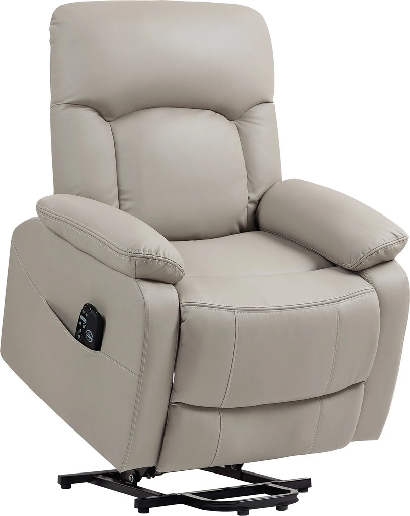 HOMCOM Poltrona elevatória elétrica, poltrona relax elétrica com função de massagem e aquecimento, 89 x 94,5 x 103 cm, cinza | Aosom Portugal