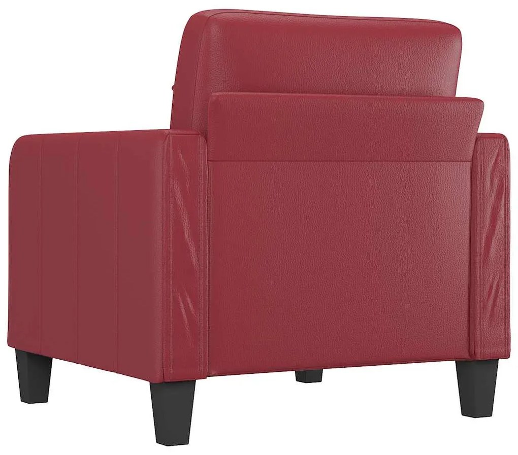 Poltrona 60 cm couro artificial vermelho tinto