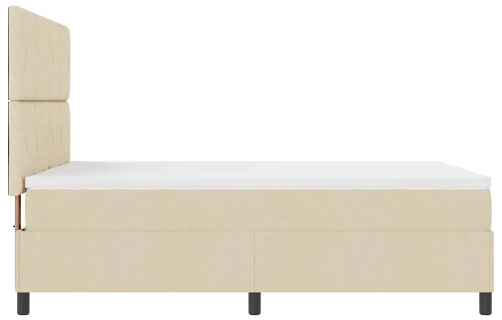 Cama Box com Colchão e LED , Creme, 140x190 cm, Tecido