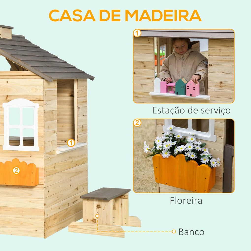 Casa de Jardim de Madeira Casa de Madeira de Exterior para Crianças de