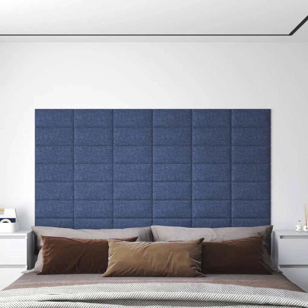 Painel de parede 12 pcs 30x15 cm tecido 0,54 m² azul