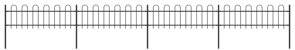 vidaXL Cerca de jardim com topo em aros 6,8x0,6 m aço preto