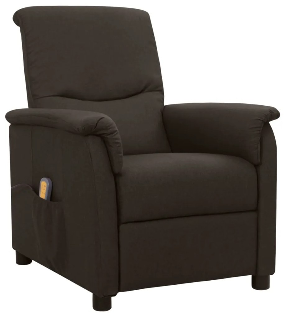 vidaXL Poltrona de massagens tecido castanho-escuro