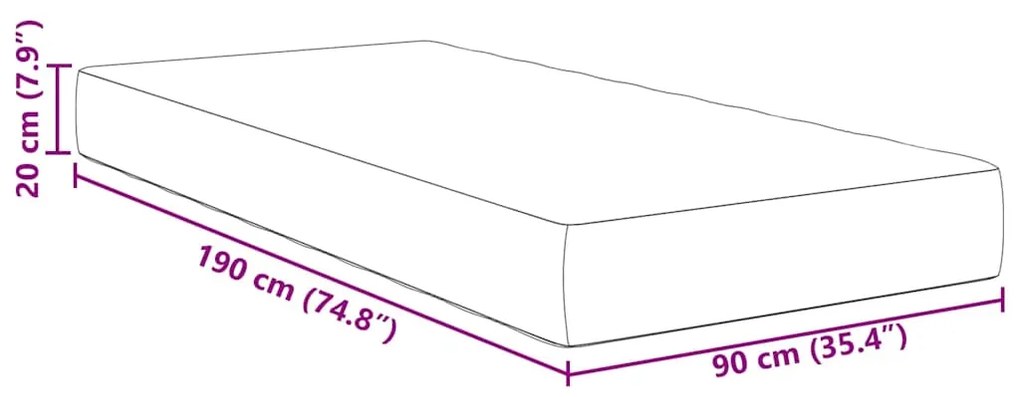 Colchão de Molas Pocket vidaXL Cinza Escuro Médio 90x190x20 cm Tecido