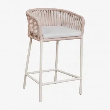 Pack De 2 Bancos Altos Com Apoios De Braços Em Corda Trançada Arhiza ↑65 Cm & Nude Beige - Sklum