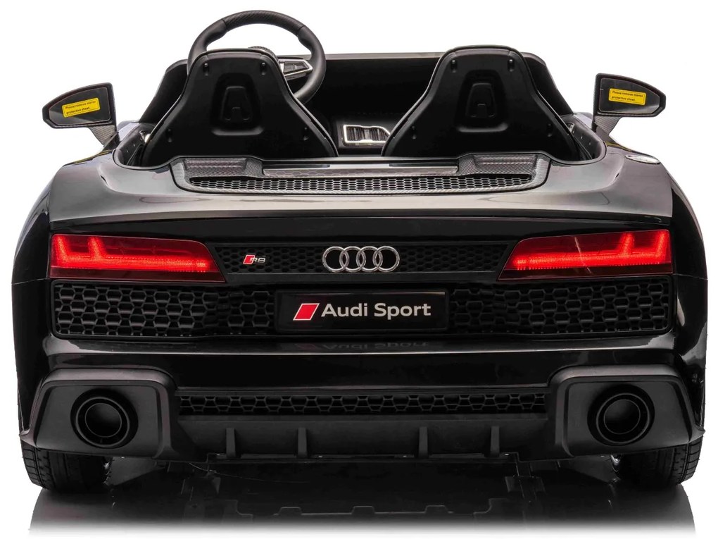 Carro elétrico para crianças Audi R8 SPYDER Dois lugares 24V, leitor MP3 com USB/AUX e Bluetooth, bateria 24V/14Ah, 2 motores de 200W, rodas EVA com s