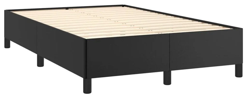 Cama box spring colchão e LED 120x190 cm couro artificial preto