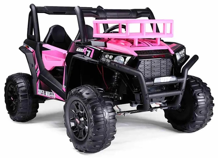 Jipe elétrico para crianças Tipo UTV 24V 2 Lugares em imitação de pele, comando à distância 2,4 GHz, 2 motores de 200 W, bateria de lítio, travão elét