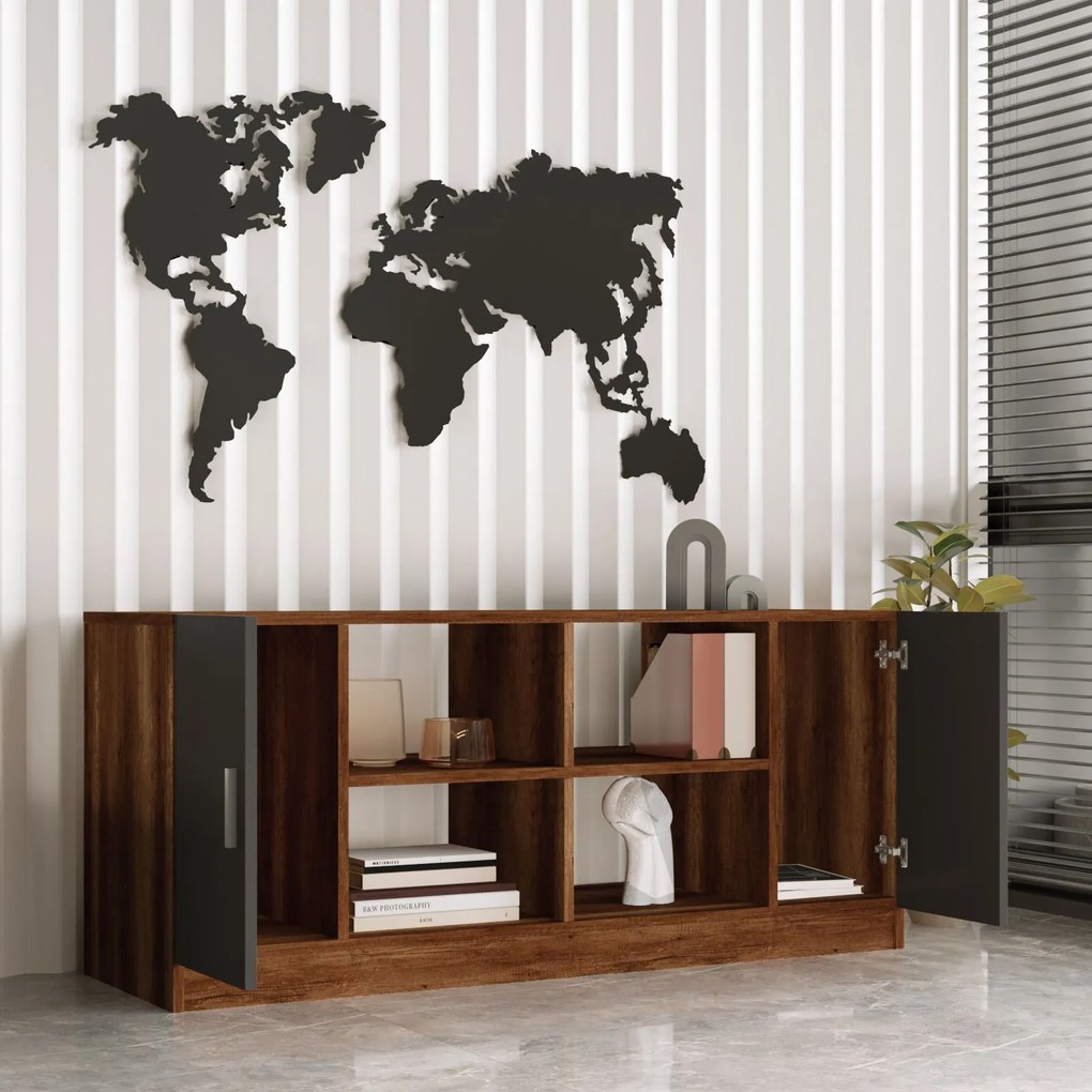 Armário Multiusos VO6 – Nogueira-Antracite – 139,8x61,8x46,3 cm