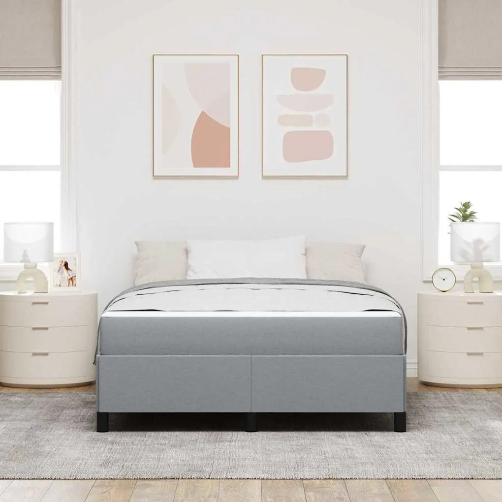 vidaXL Cama Box Cinzento-claro 140 x 200 cm tecido