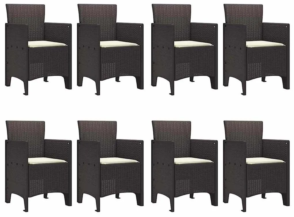 Conjunto de Jantar ao Ar Livre 9 pcs Castanho 250 x 100 x 73 cm