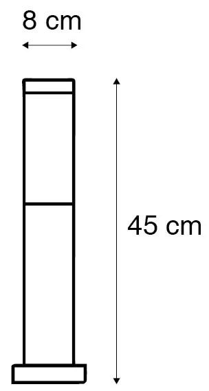Candeeiro de poste exterior em aço 45 cm IP44 - Rox com estaca de terra e prensa-cabos