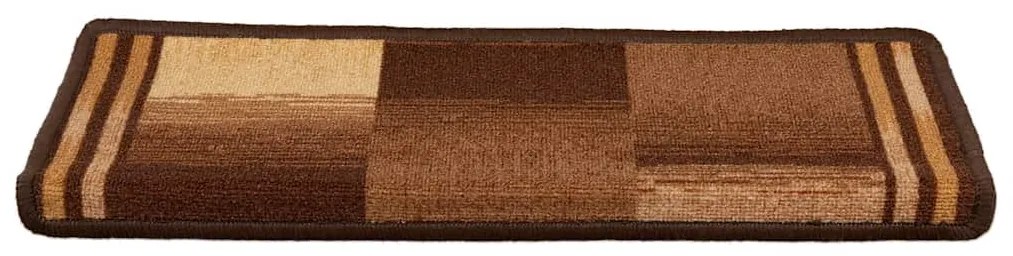 Tapetes de escada autoadesivos 15 pcs 65x21x4 cm castanho