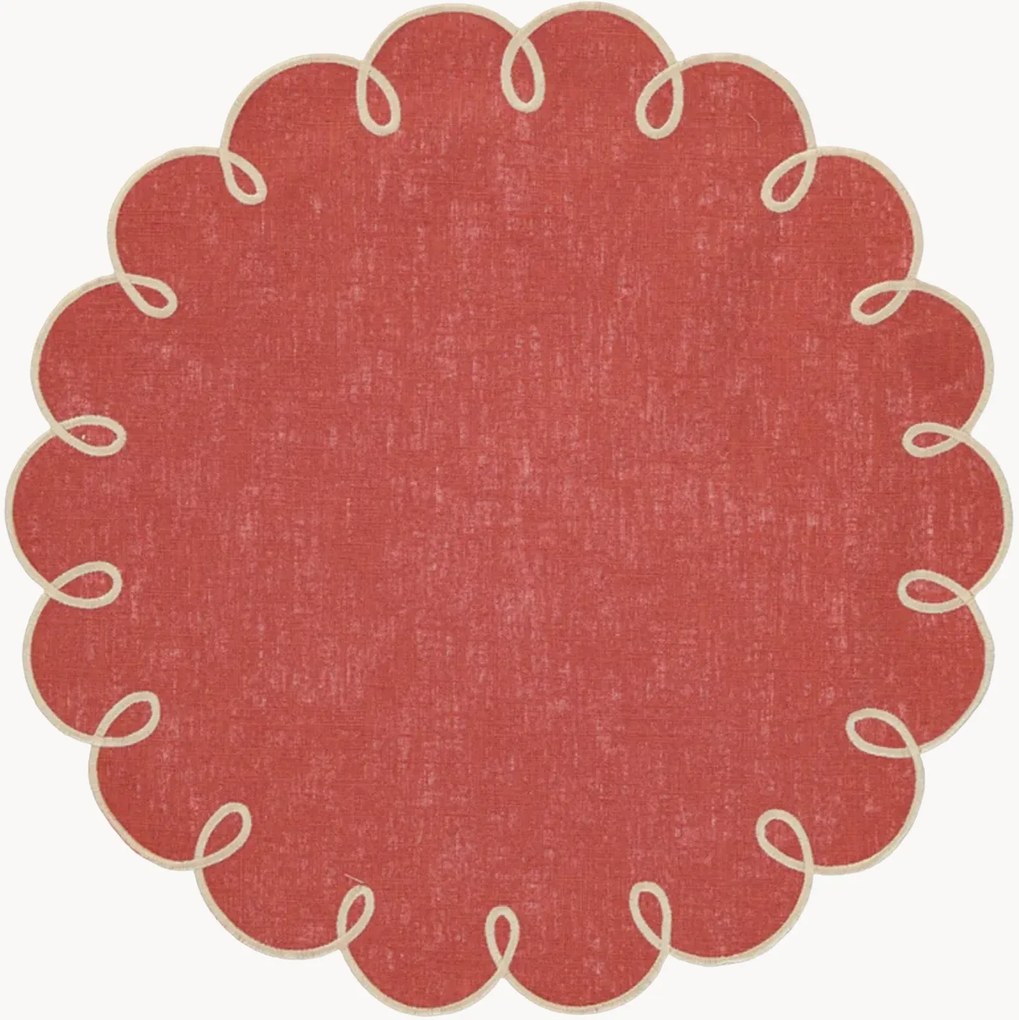 Individual de mesa redondo com bordado Lisboa