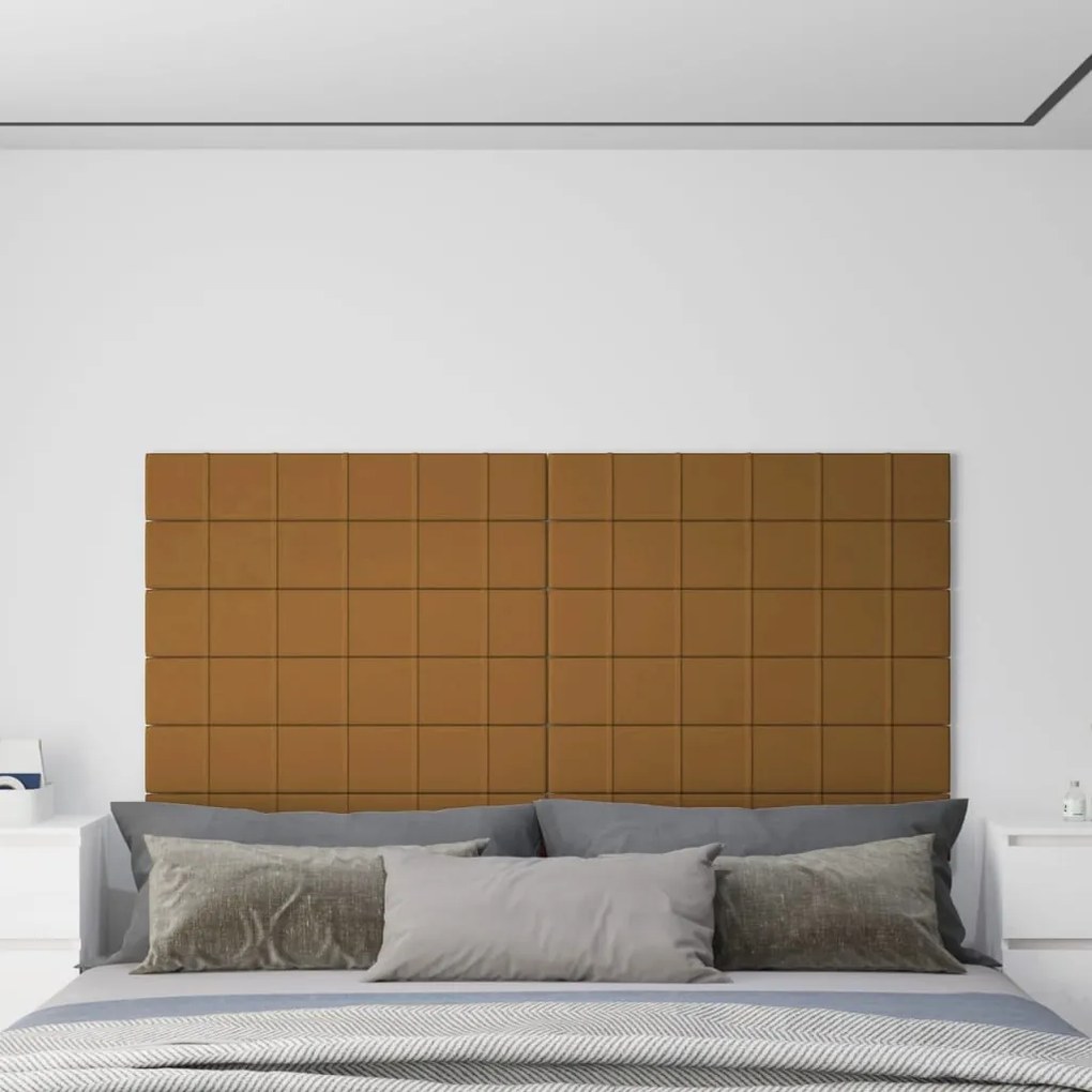 vidaXL Painel de parede 12 pcs 90x15 cm veludo 1,62 m² castanho