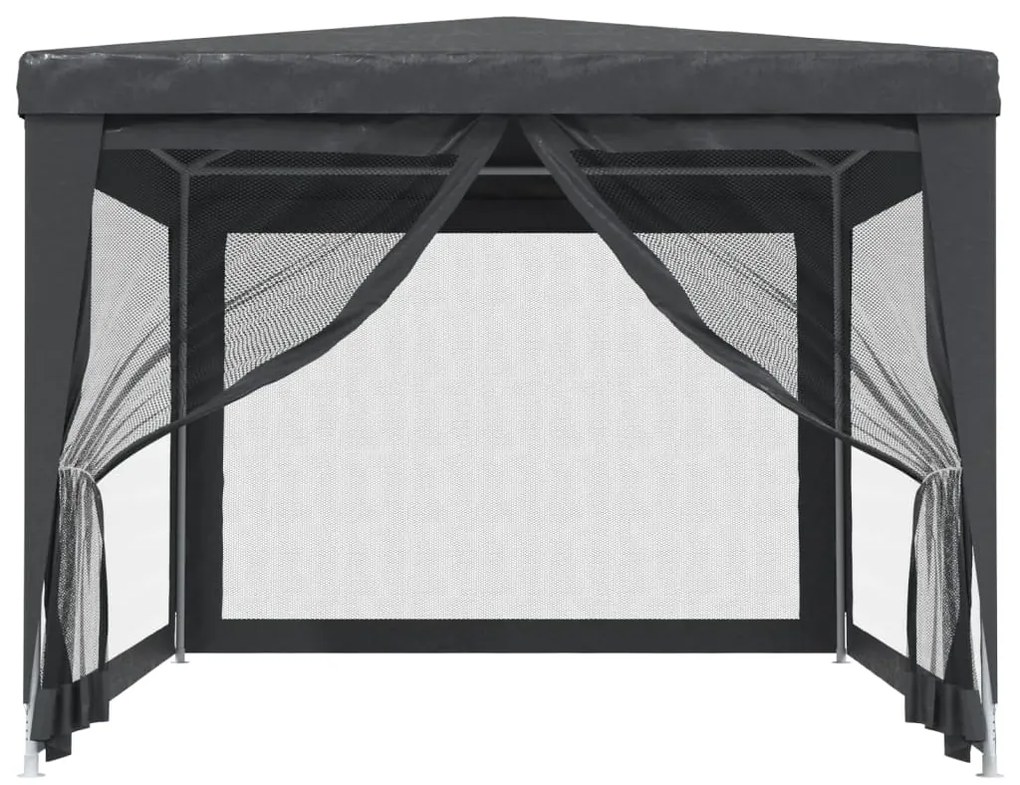 Tenda festas c/ 4 paredes laterais em rede 3x4 m PEAD antracite
