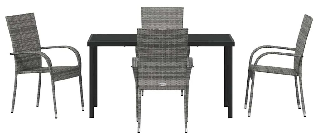 Conjunto de Jantar para Jardim 5 pcs Cinzento 4 Lugares