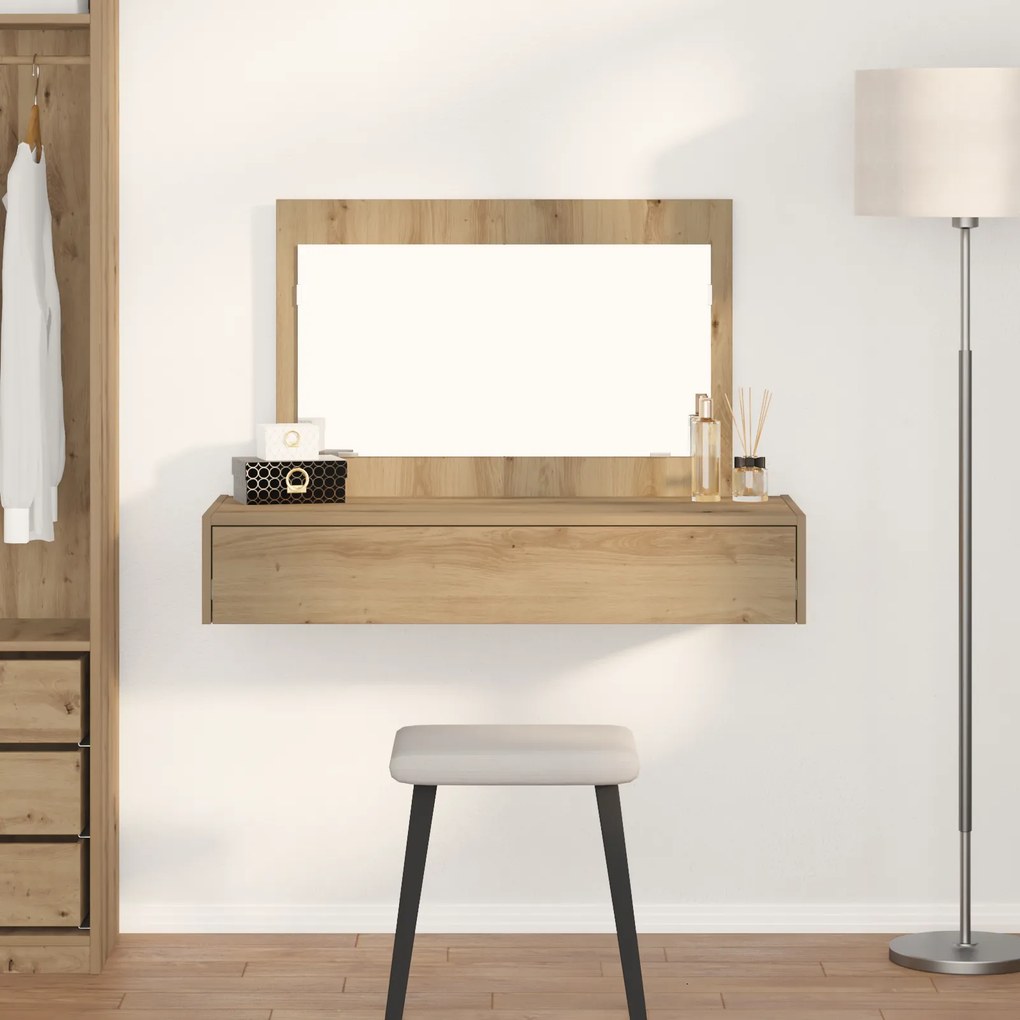 vidaXL Mesa de Maquilhagem Suspensa em Carvalho Artesanal 100x40x70 cm