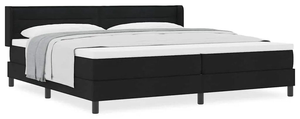 Cama Box com cabeceira Preto 200 x 200 cm Tecido e Espuma