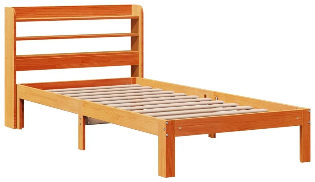 Cama sem colchão 90x190 cm madeira de pinho maciça castanho-mel