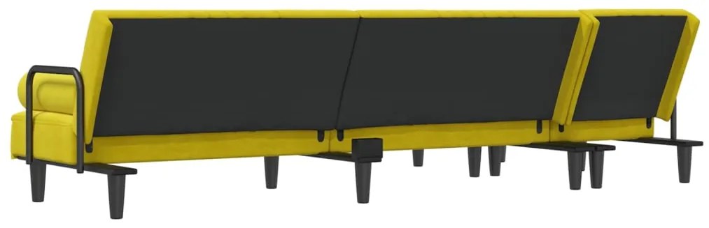 Sofá-cama em forma de L 260x140x70 cm veludo amarelo