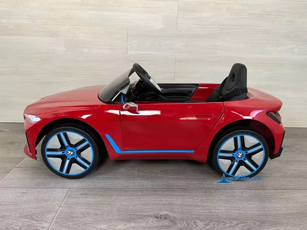 Carro elétrico para crianças BMW I4 12V 2.4G, rodas de borracha, Assento acolchoado Vermelho Metalizado