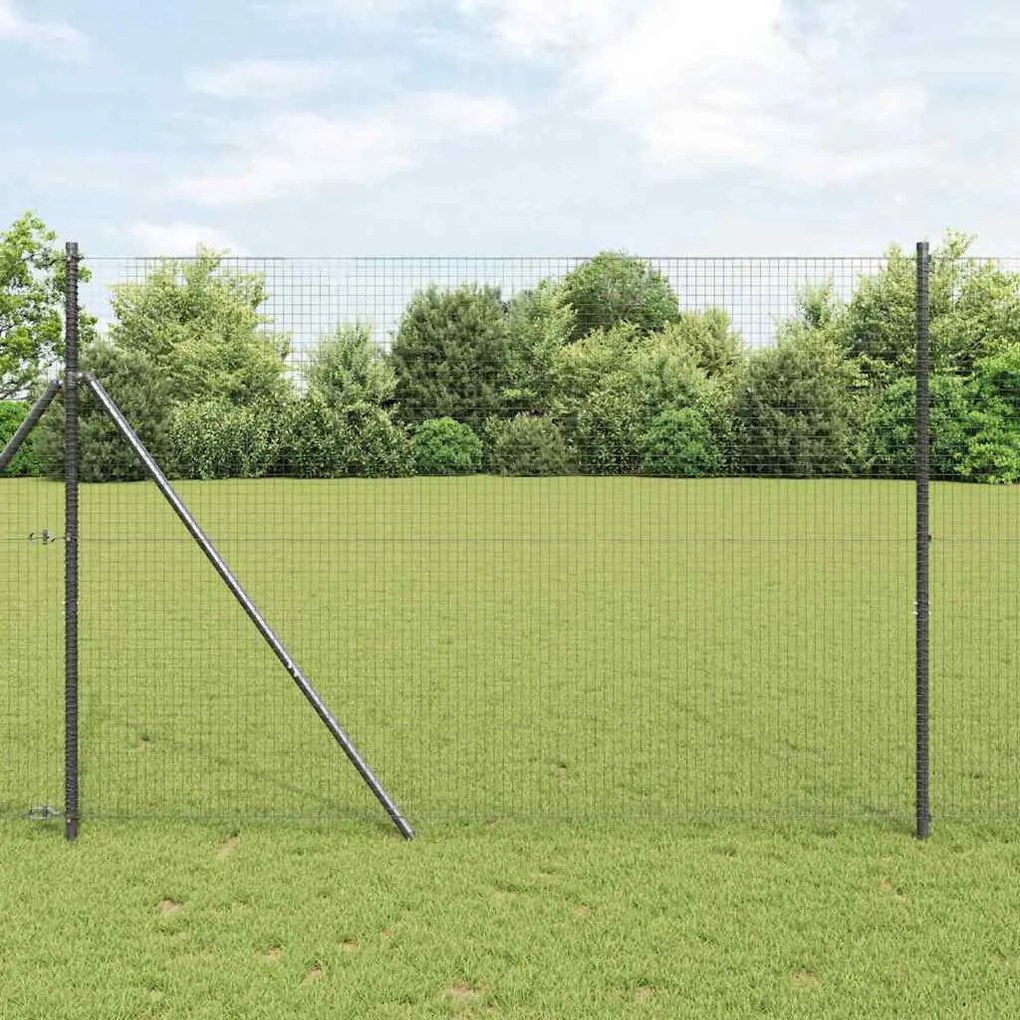 vidaXL Cerca de Arame Soldado Cinza 1,6x25 m de Aço