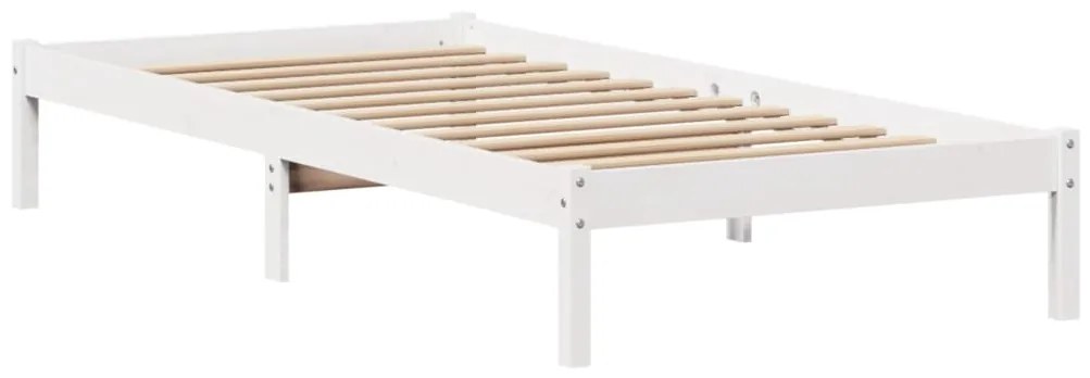 Cama com estante sem colchão 75x190 cm pinho maciço branco