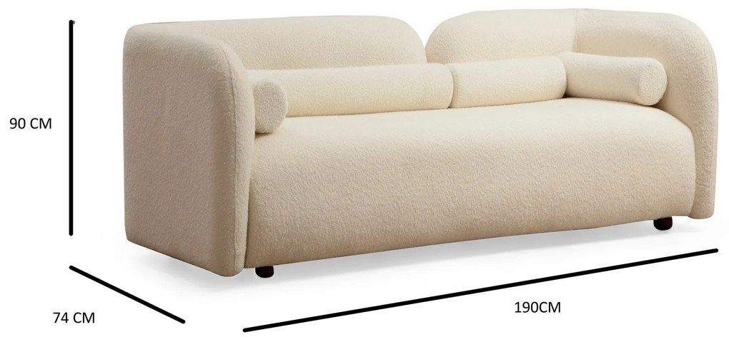 Sofá de 2 Lugares Victoria – Creme – 190x74x90 cm