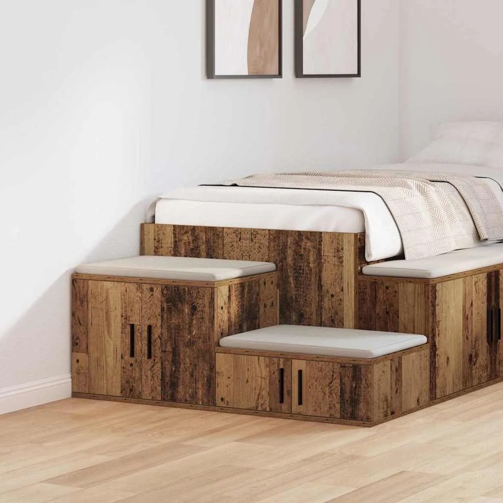 vidaXL Armário de arrumação 2 pcs Madeira antiga 108 x 41 x 40 cm