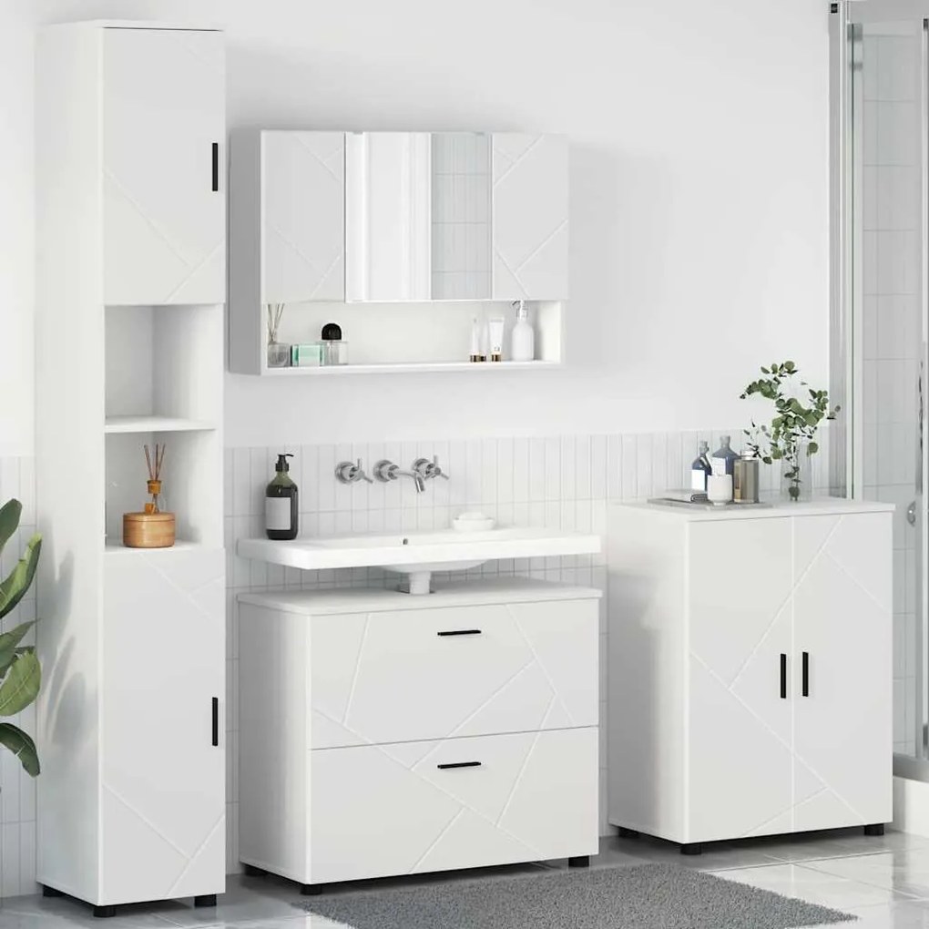 vidaXL Conjunto de Móveis para Banheiro 4 pcs Branco 30 x 35 x 192 cm