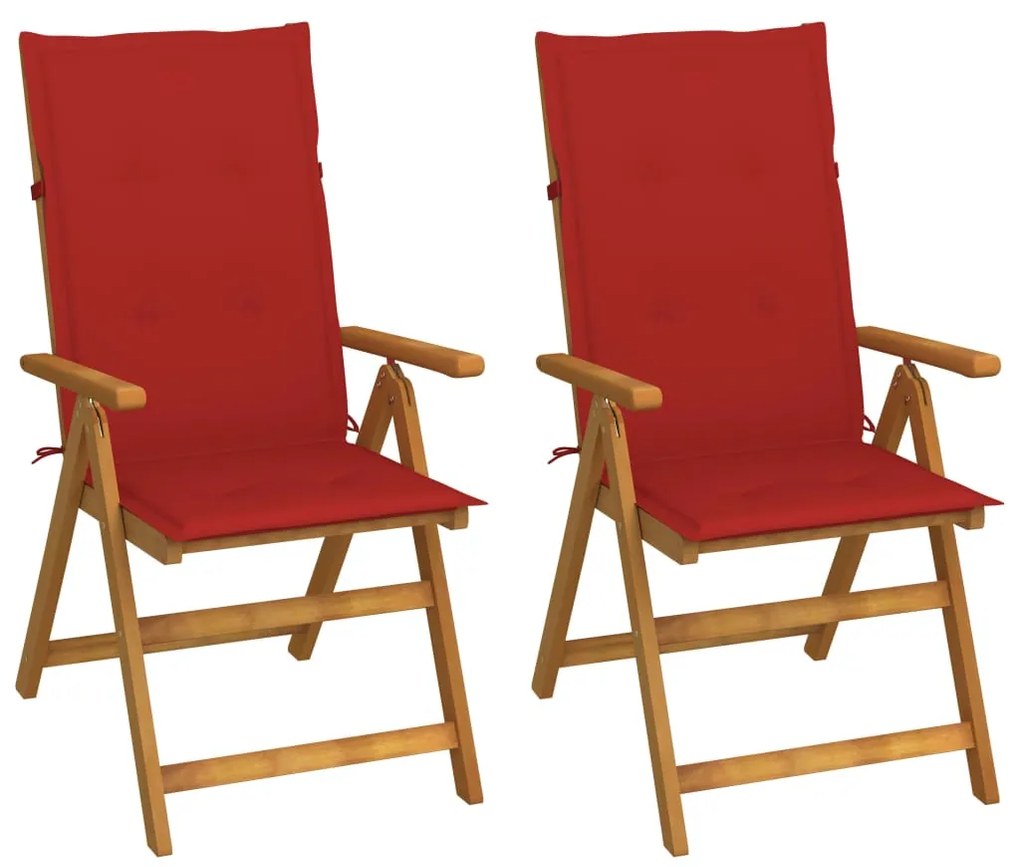 vidaXL Cadeiras jardim reclináveis c/ almofadões 2 pcs acácia maciça