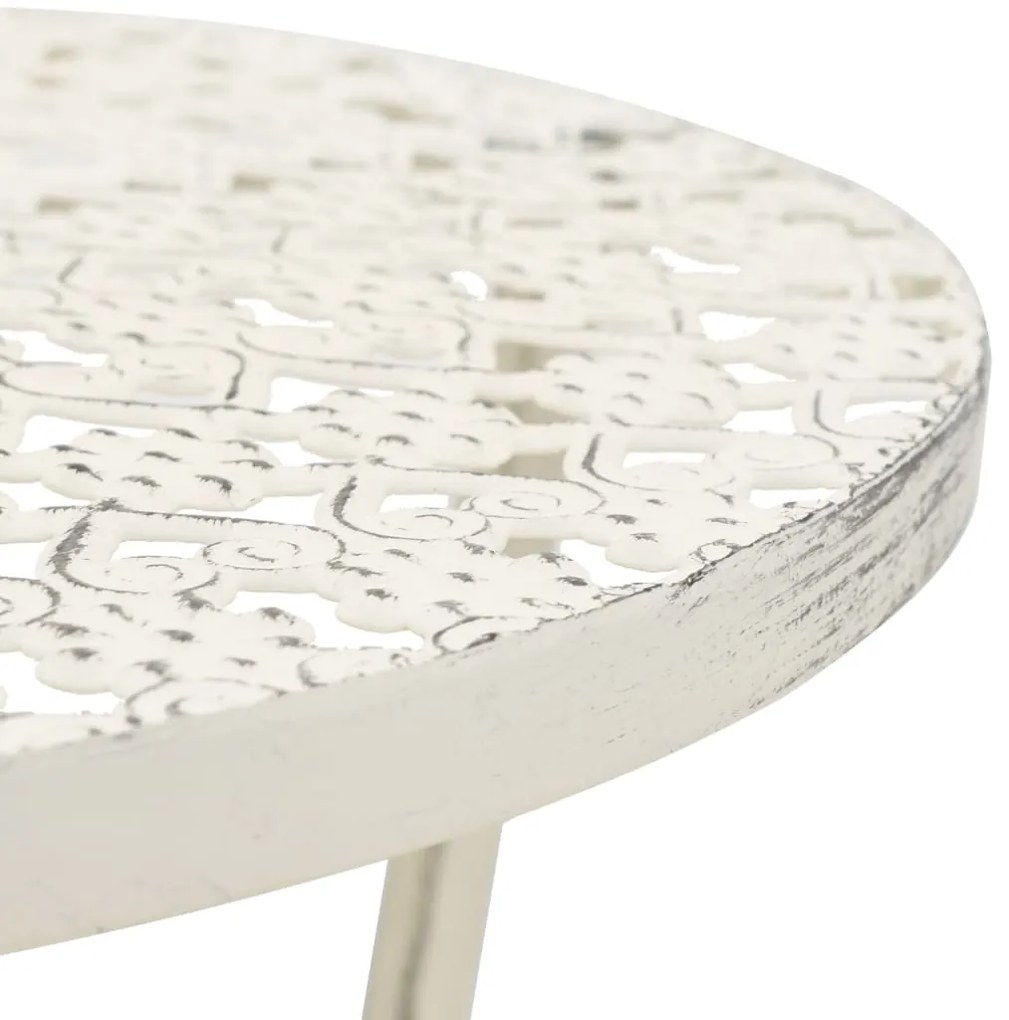 Mesa bistrô estilo vintage redonda metal 40x70 cm branco