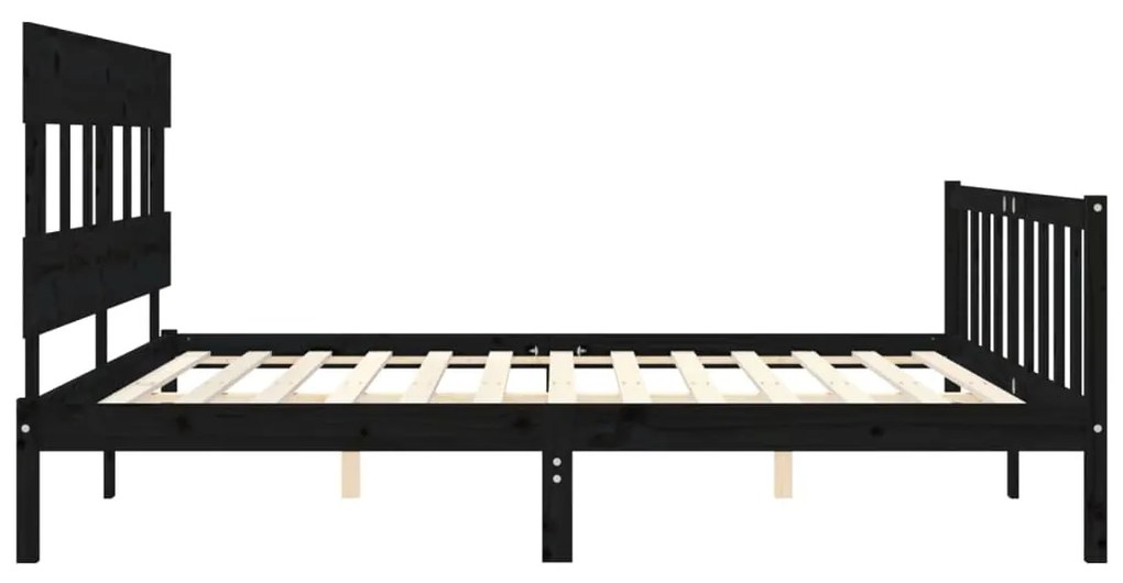 Estrutura cama Super King Size c/cabeceira madeira maciça preto