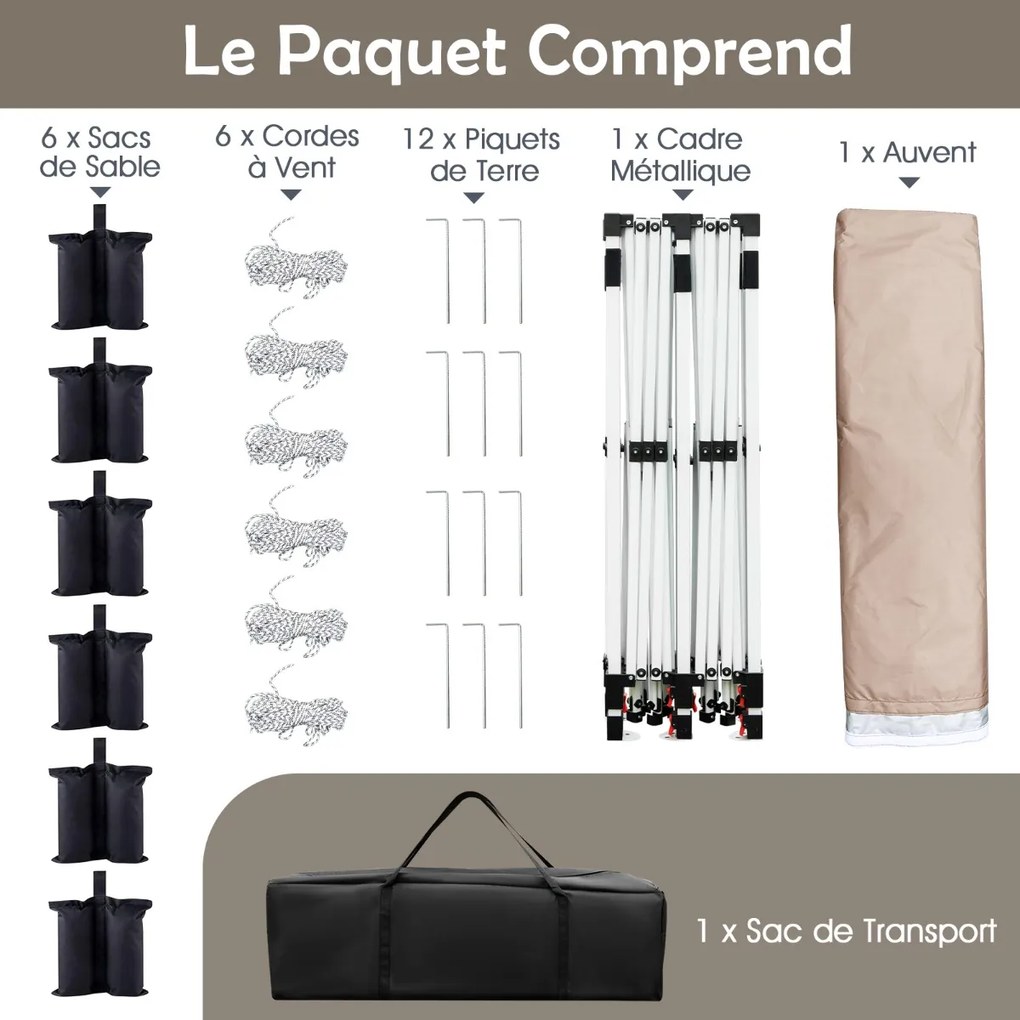 Tenda dobrável portátil para áreas externas, 300x600 cm, com bolsa de transporte, 6 sacos de areia, proteção solar, verde