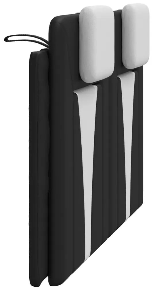 Almofadão de cabeceira 140 cm couro artificial preto e branco