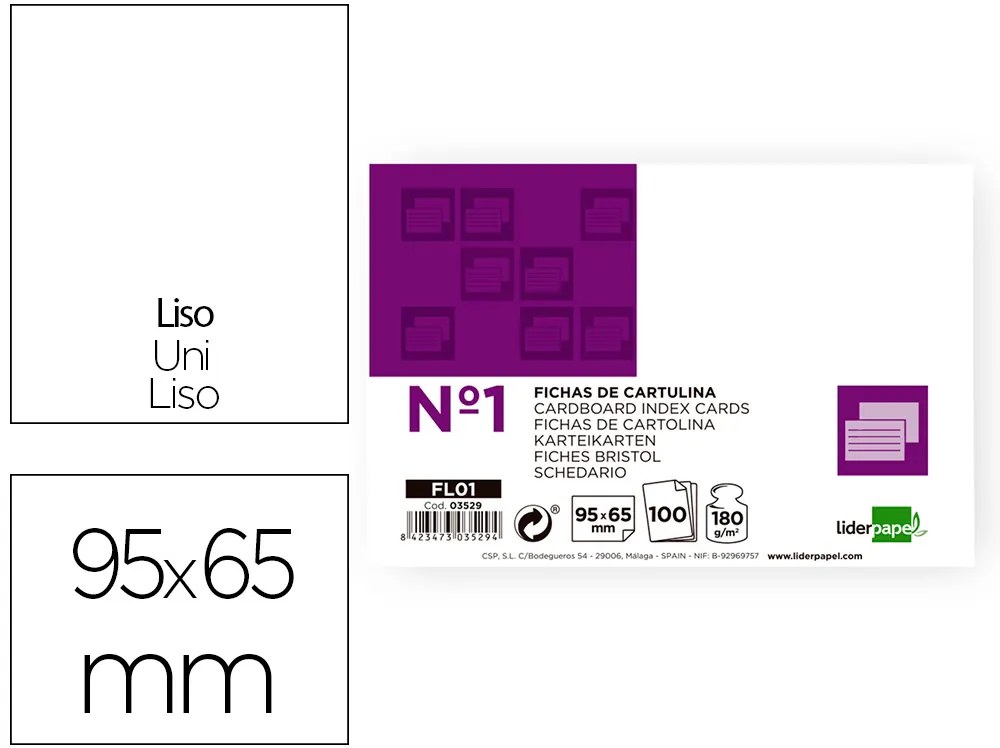 Cartolinas, Emb. com 100, 65x95 Mm, Lisa