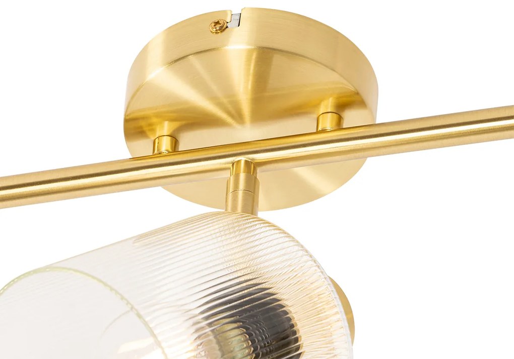 Candeeiro de teto spot dourado com vidro 3 luzes ajustável - Laura Art Deco