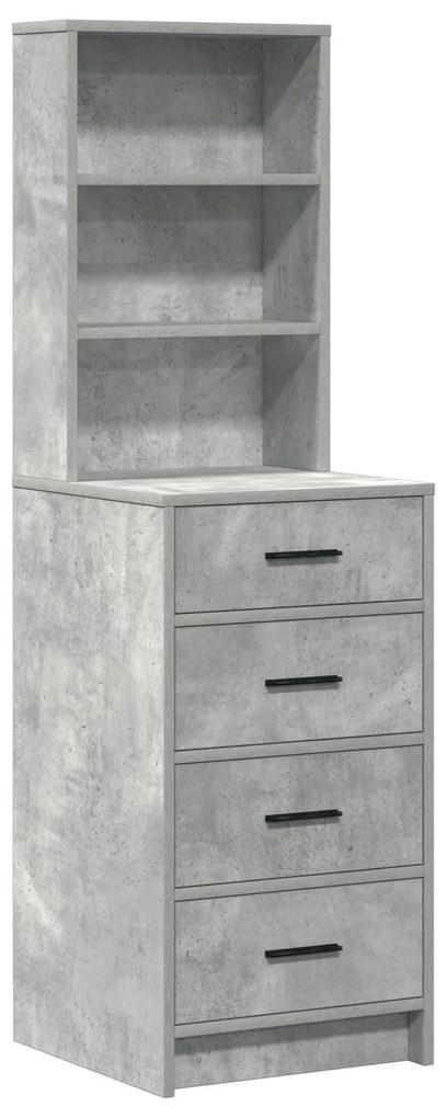 Conjunto de Mesa de Maquilhagem 3 Peças com LED Cinza Concreto Madeira