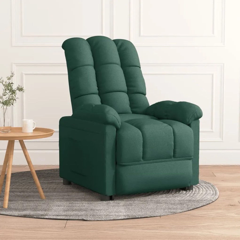 289802 vidaXL Poltrona reclinável tecido verde-escuro