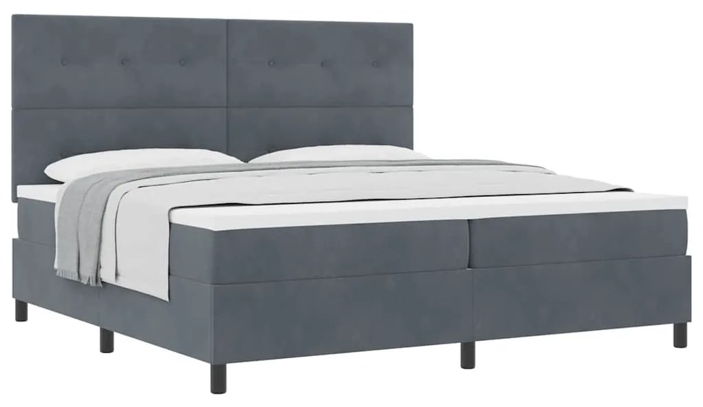 Cama Box Spring com Colchão VidaXL Cinza Escuro 200x200 cm Veludo
