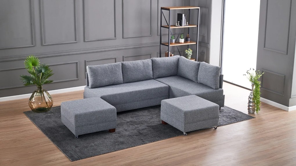Sofá-Cama de Canto Fly – Cinza – 210x70x280 cm