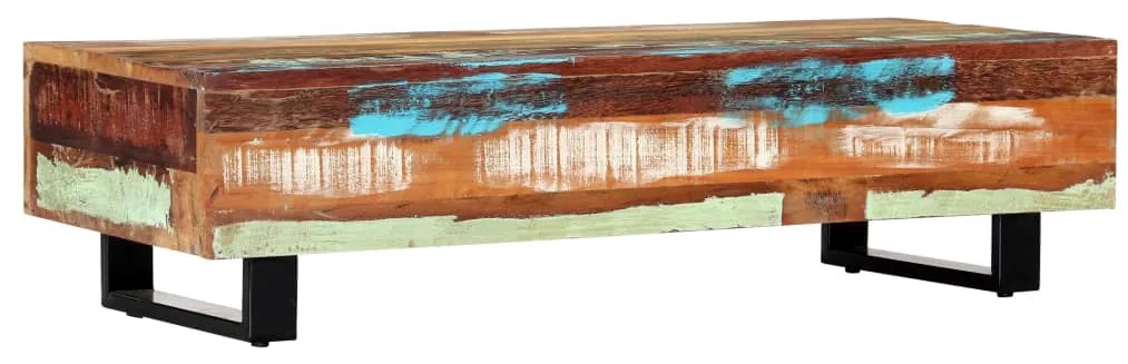 Mesa de centro 120x50x30 cm madeira recuperada maciça e aço