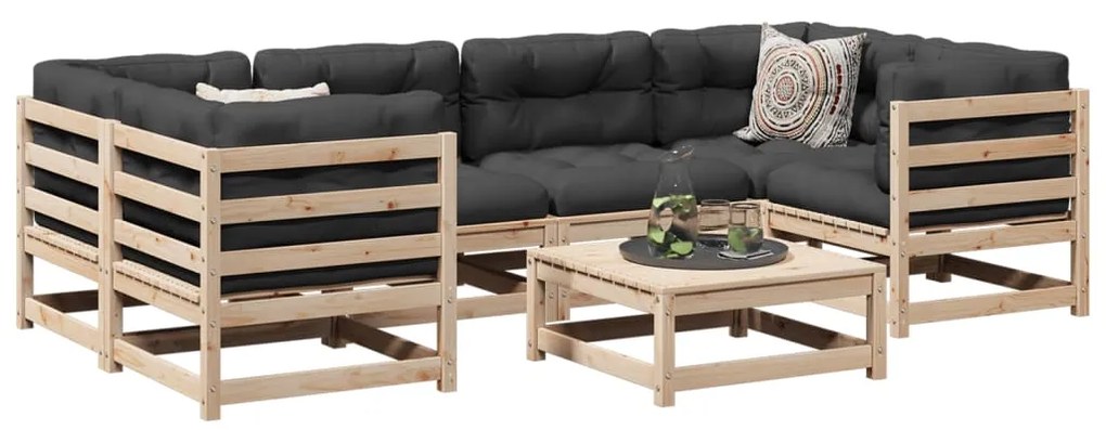 vidaXL 7 pcs conjunto de sofás para jardim madeira de pinho maciça
