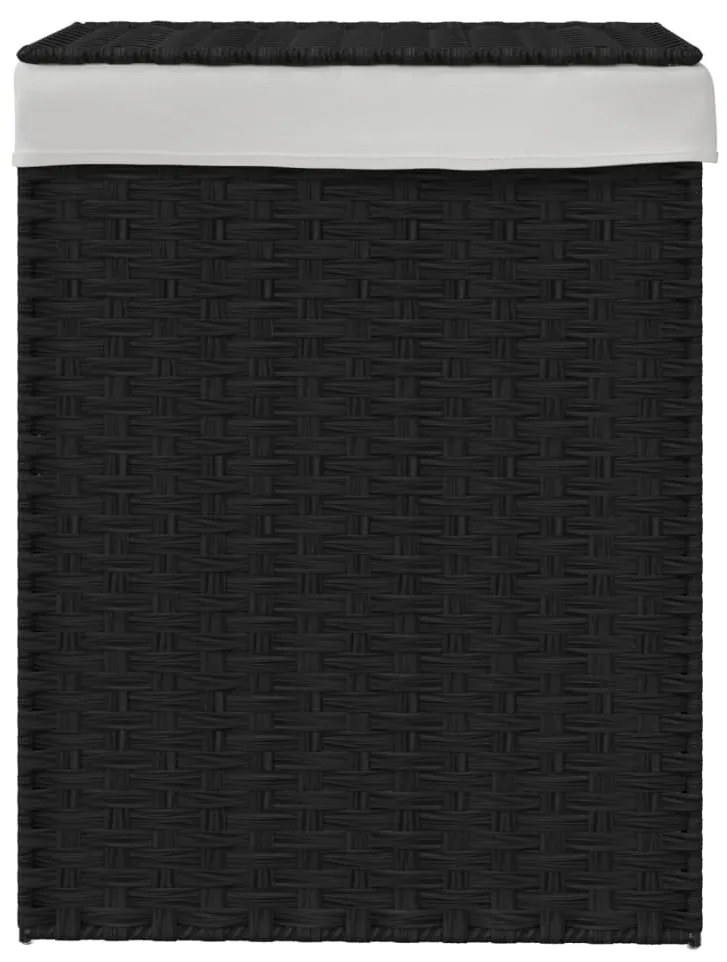 Cesto para roupa suja com tampa 46x33x60 cm vime PE preto